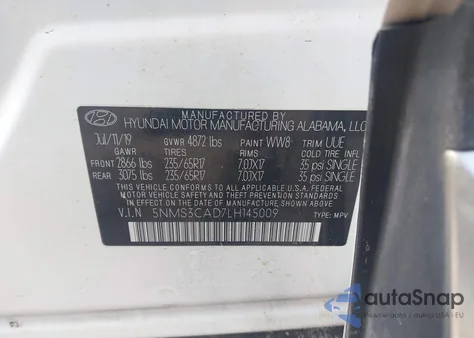 2020 Hyundai Santa Fe Sel/Sel Plus from USA, damaged, VIN 5NMS3CAD7LH145009